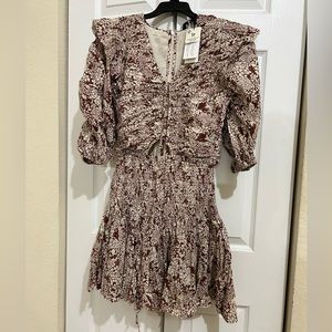 Sea Brown and Cream Floral Mini Dress